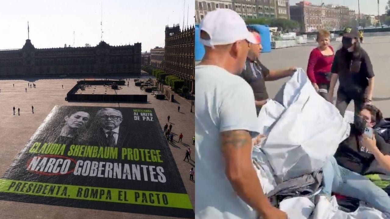 Activistas denuncian ataque en el Zócalo al protestar contra figuras políticas